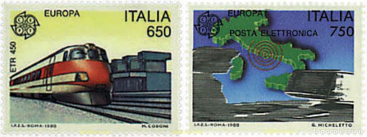 Sellos: 62695 MNH ITALIA 1988 EUROPA CEPT. TRANSPORTE Y MEDIOS DE COMUNICACION