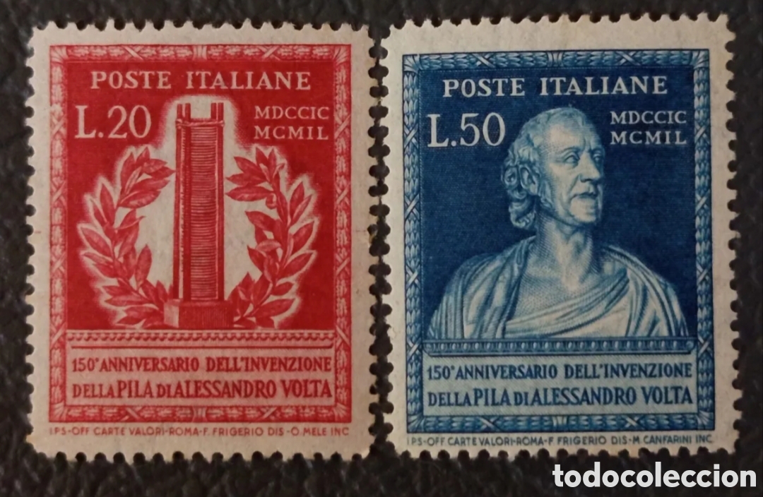 Selos: Italia 1949 - Alessandro Volta 150&deg; Pila 20L/50L - Sassone 612/613 - MNH