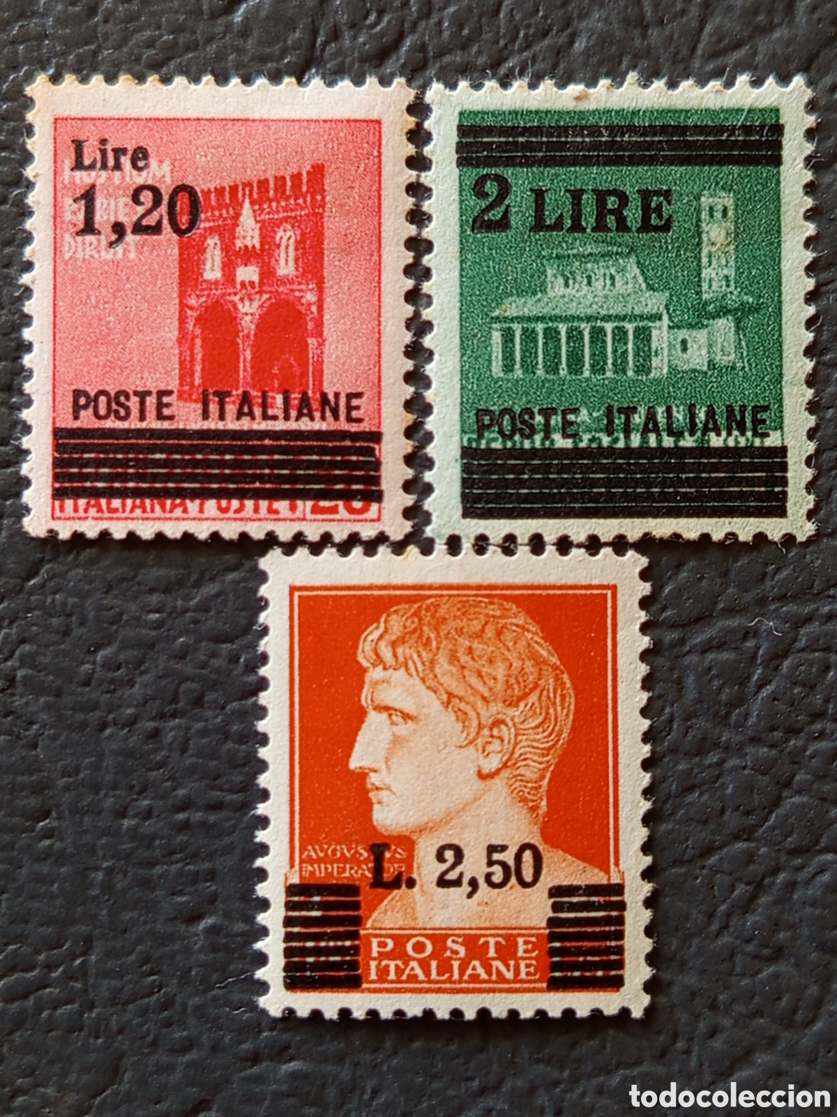 Selos: ITALIA Luogotenenza 1945 &mdash; Monumenti e Imperiale Soprastampati &mdash; Sass. 536/537/538 &mdash; Serie 3v &mdash; MH
