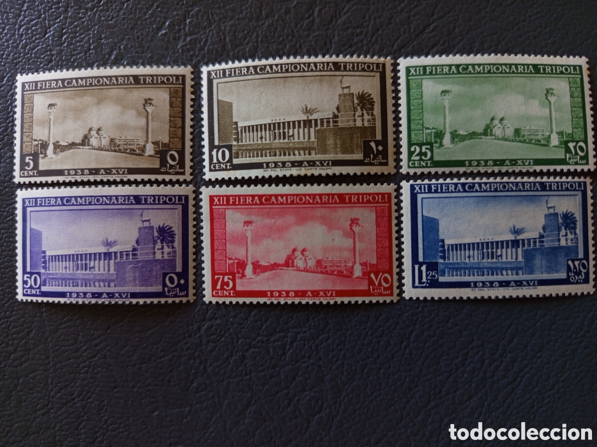 Sellos: LIBIA ITALIANA 1938 &mdash; XII Fiera Campionaria Tripoli &mdash; Sass. 146/151 &mdash; Serie 6v &mdash; MNH