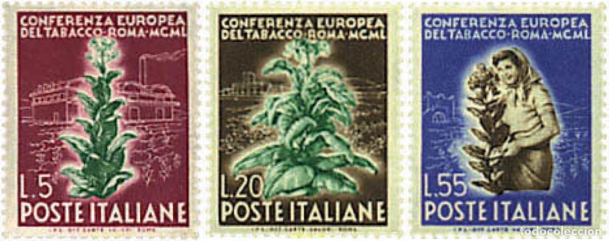 Sellos: 92308 MNH ITALIA 1950 CONFERENCIA EUROPEA DEL TABACO EN ROMA