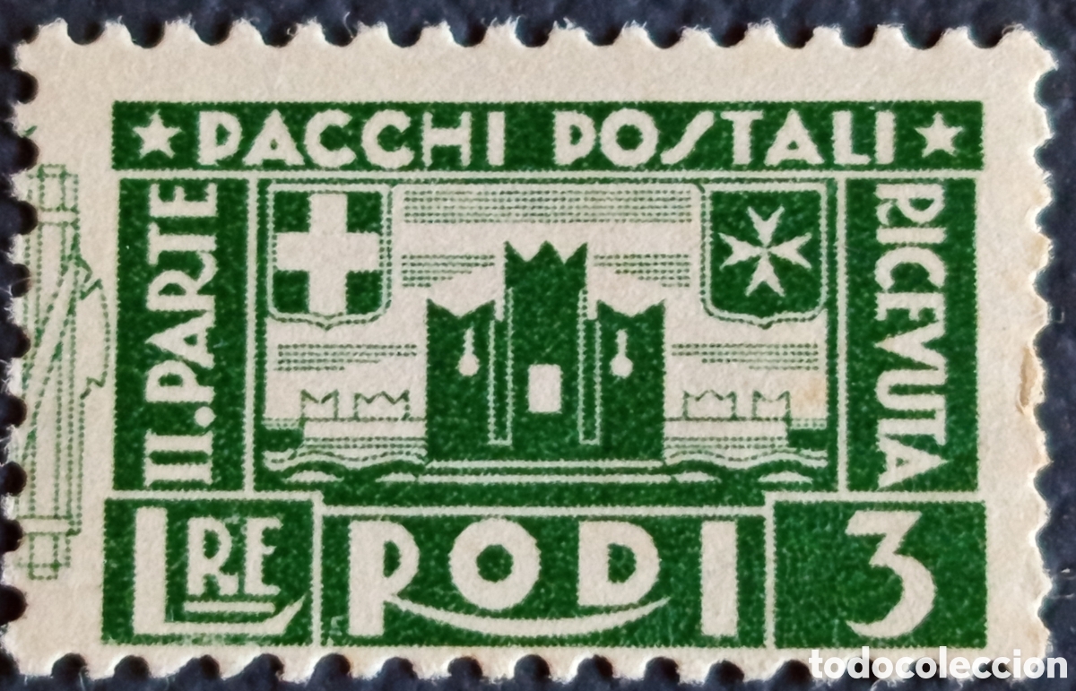 Sellos: Italia Egeo Rodi 1934 Pacchi Postali 3 Lire Verde II Parte MH Sassone 7