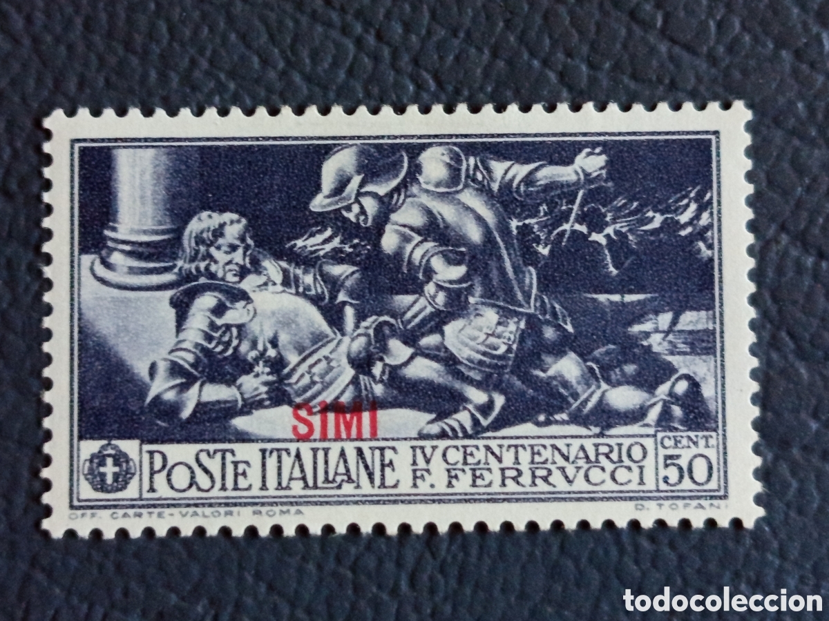 Sellos: Italia Egeo Simi 1930 IV Centenario Ferrucci 50 Cent Azul MH Sassone 5