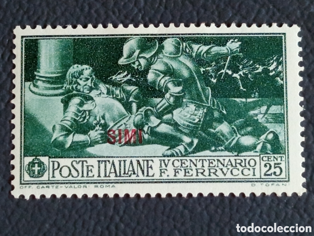 Sellos: Italia Egeo Simi 1930 IV Centenario Ferrucci 25 Cent Verde MH Sassone 4