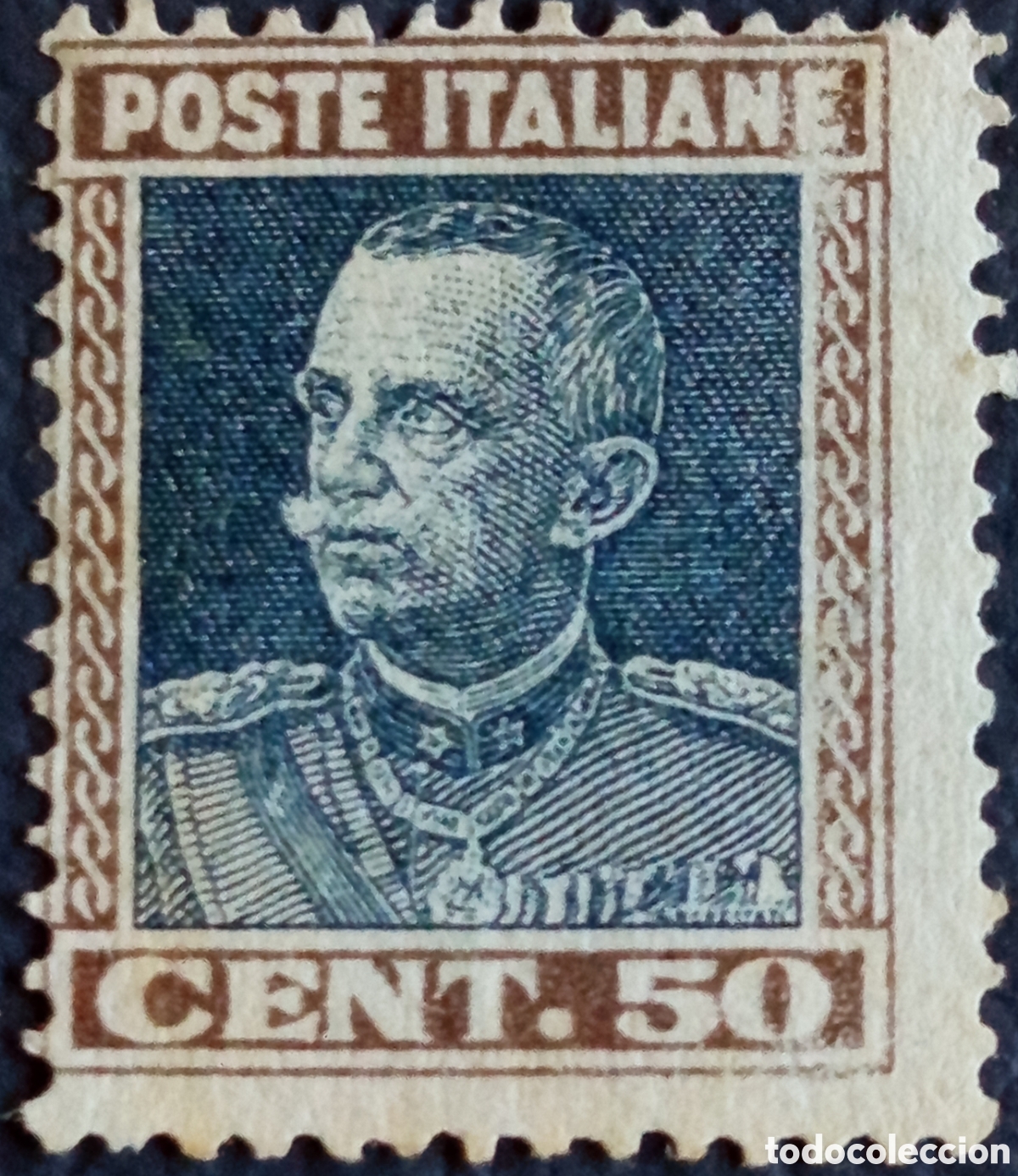 Francobolli: Italia 1929 50 Cent Azul/Marr&oacute;n Rey V&iacute;ctor Manuel III Scott 233 Mi 310 MH