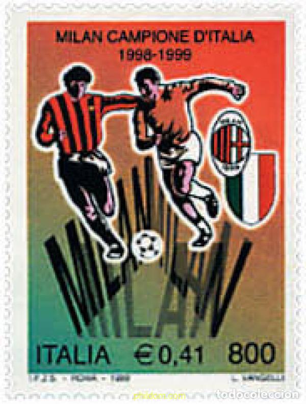 Sellos: 41190 MNH ITALIA 1999 MILAN CAMPEON DE ITALIA DE FUTBOL