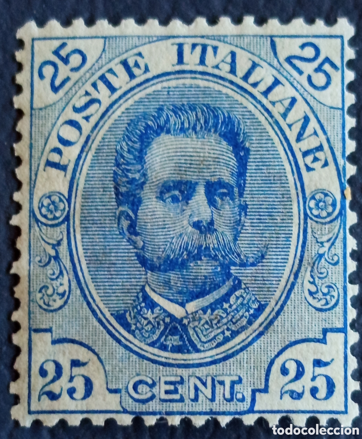 Briefmarken: Italia 1879 25 Centesimi Azul Rey Umberto I Poste Italiane Scott 48 Mi 40 MH