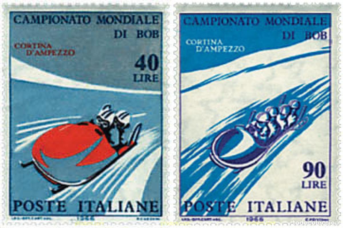 Timbres: 229658 HINGED ITALIA 1966 CAMPEONATOS DEL MUNDO DE BOBS EN CORTINA D&acute;AMPEZZO