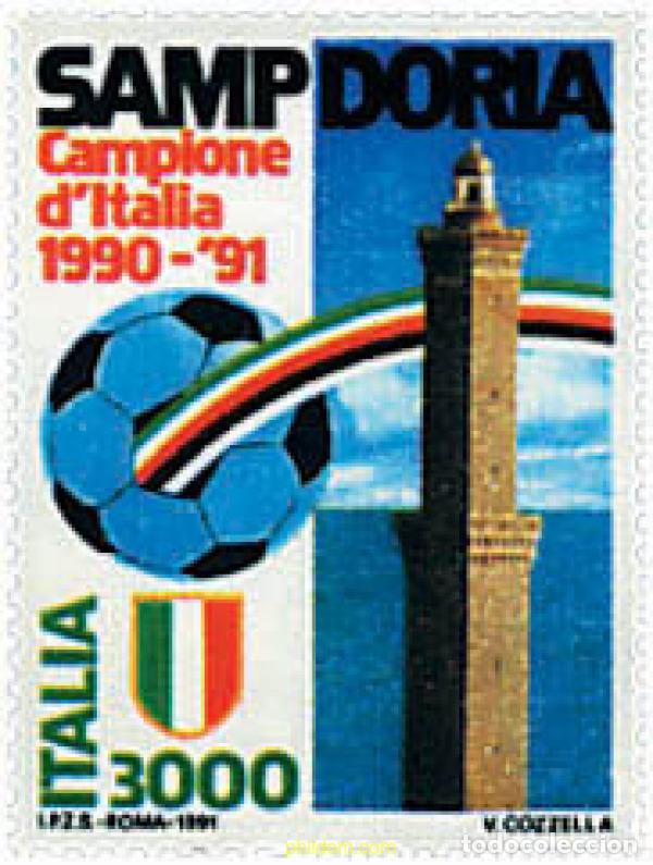 Sellos: 78107 MNH ITALIA 1991 SAMPDORIA CAMPEON DE ITALIA DE FUTBOL
