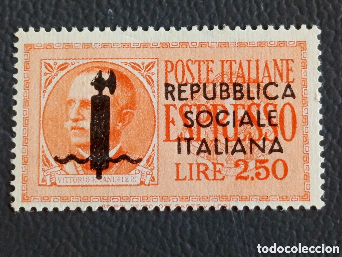 Sellos: Italia RSI 1944 Espresso 2,50 lire sobrecarga Sassone E22 MNH sin certificar