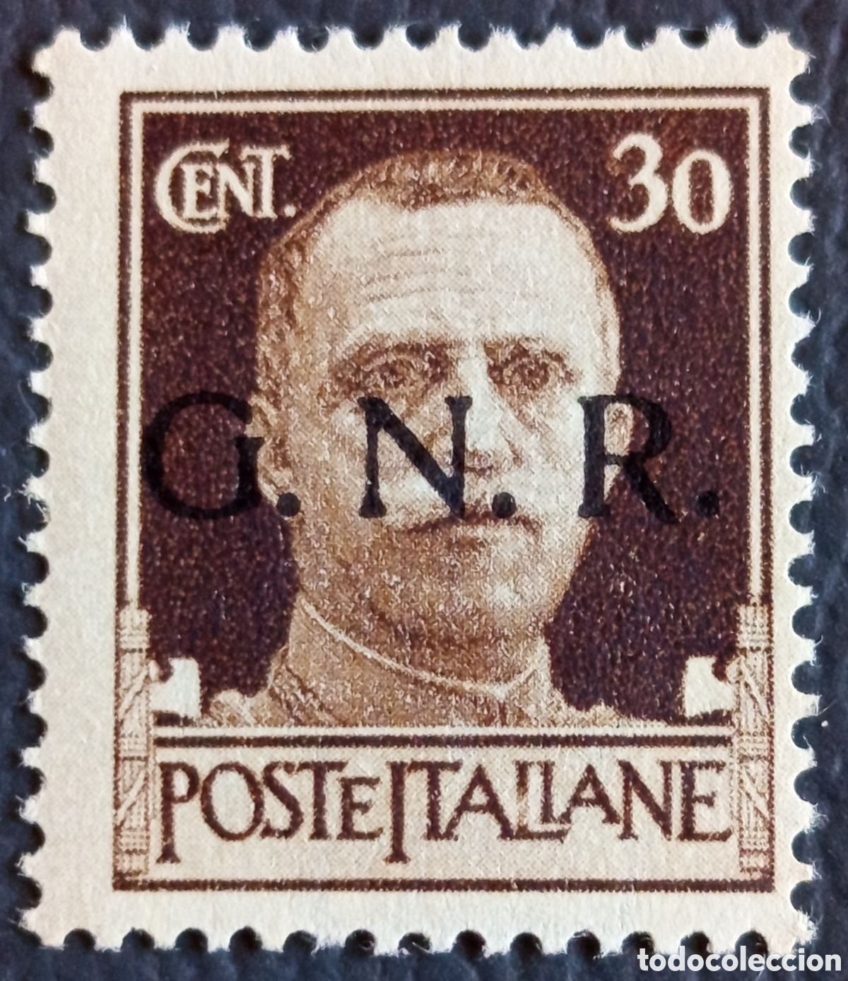 Timbres: Italia RSI 1943 GNR 30c V.Emanuele III Bruno Sas.475 Nuevo Sin Fijasellos