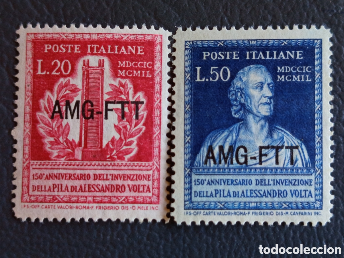 Timbres: Italia Trieste AMG-FTT 1949 Alessandro Volta Sas.52/53 Pareja MNH★★