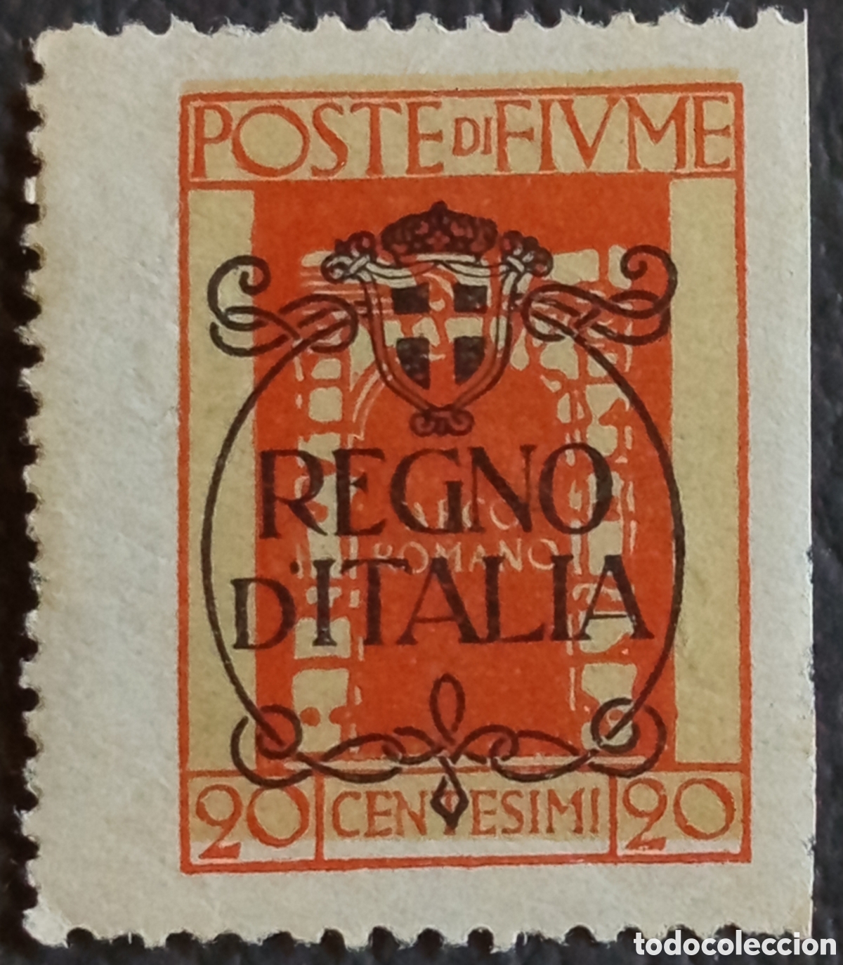 Francobolli: Fiume 1924 Sello Sobrecargado &rdquo;Regno d'Italia&rdquo; 20c MNH Sassone 164
