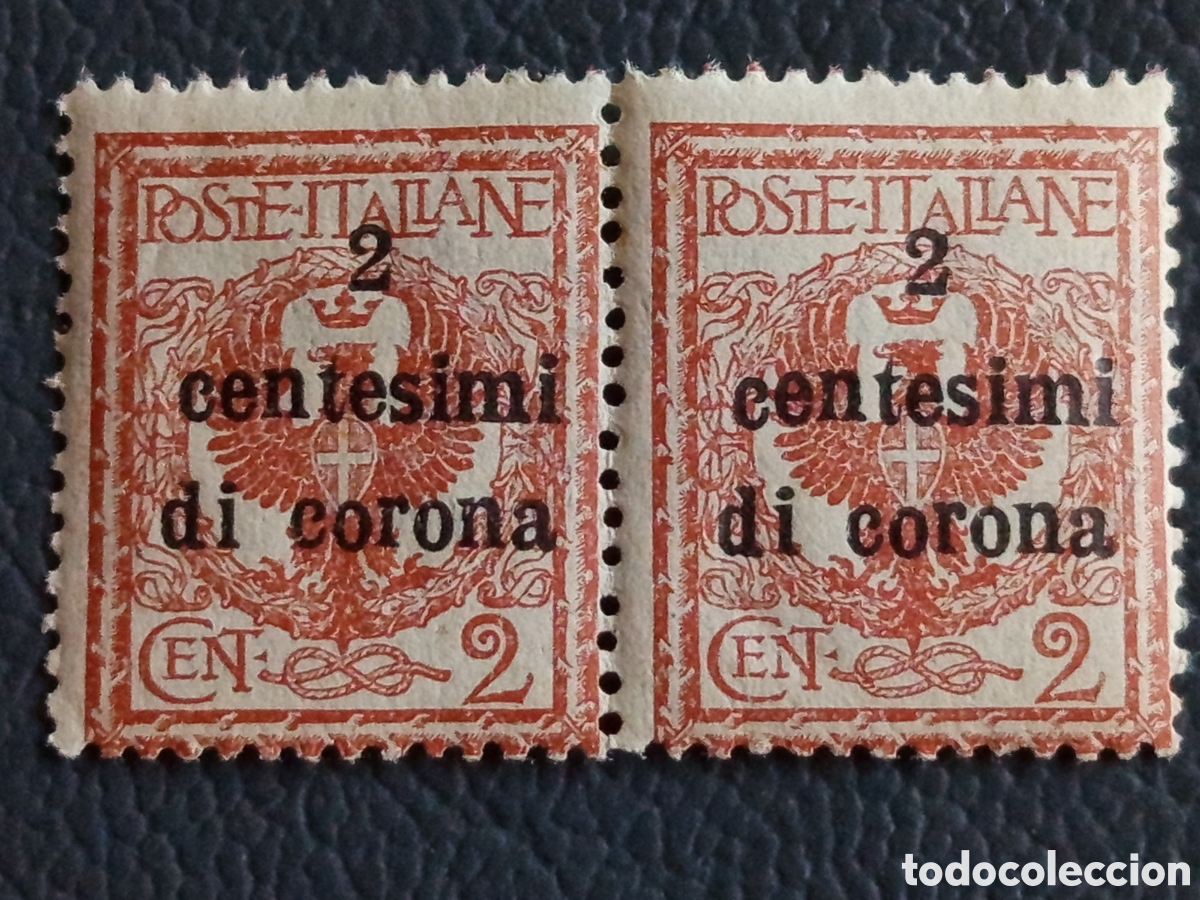 Sellos: Pareja Italia 1919 Ocupacion Trento Trieste 2c di corona Cat#2 MNH