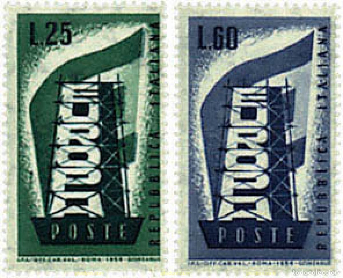 Sellos: 330333 HINGED ITALIA 1956 EUROPA CEPT. RECONSTRUYENDO EUROPA