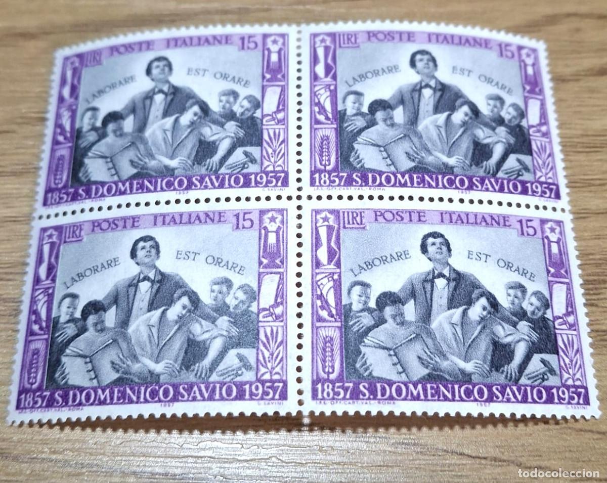 Sellos: ITALIA, 1957 SW976 BL-4 &rdquo;Santo Domingo Savio&rdquo;./ Nuevo, sin charnela. MNH.