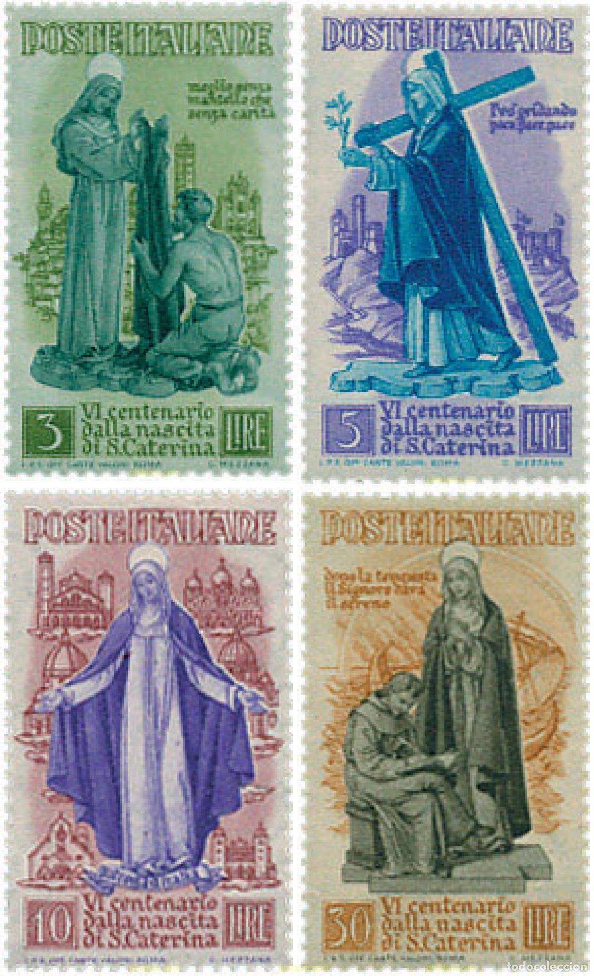 Sellos: 100011 MNH ITALIA 1948 6 CENTENARIO DEL NACIMIENTO DE SANTA CATERINA DE SIENNE