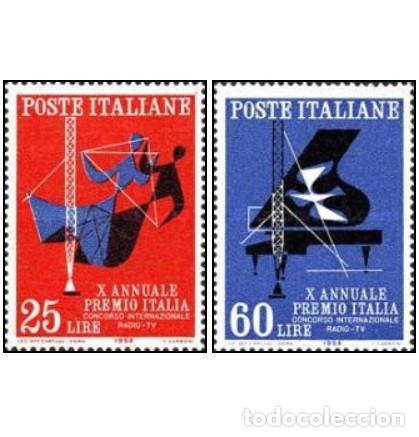 Sellos: ITALIA, 1958 SW1003/4 &rdquo;Premio intern. Radiotelevisi&oacute;n Italiana&rdquo;./ Nuevo, sin charnela. MNH.