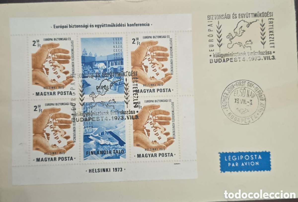 Sellos: CA)Hungr&iacute;a 1973 First Day Cover (FDC) from Hungary issued to commemorate the Conference on Security