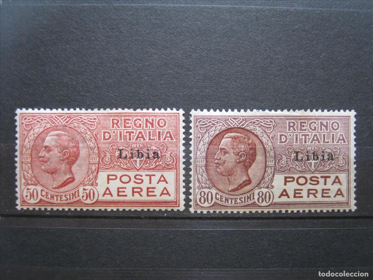Sellos: LIBIA ITALIA 1928-29 A&Eacute;REOS SERIE YVERT 1/2 MH* LUJO.