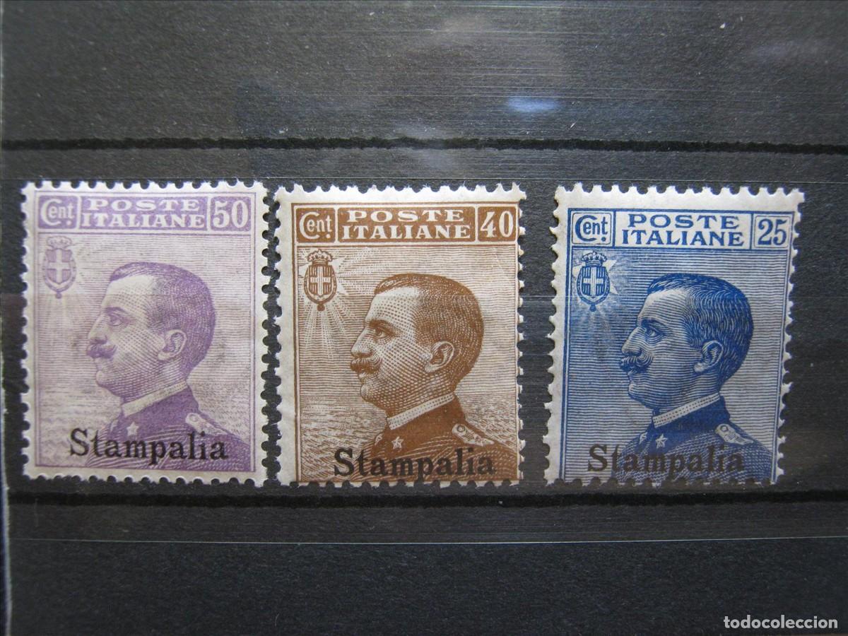 Timbres: STAMPALIA ITALIA 1912-16 YVERT 6, 7 Y 8 MNH** SIN CHARNELA LUJO.