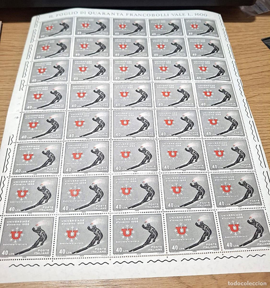 Sellos: ITALIA, 1965 SW1174 &rdquo;Esquiador con antorcha - Tur&iacute;&rdquo;./ Nuevo, sin charnela. MNH.