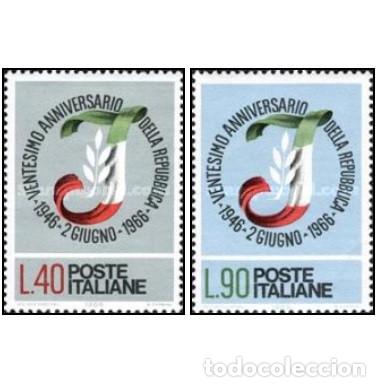 Sellos: ITALIA, 1965 SW1187/88 &rdquo;XX Aniversario de la Rep&uacute;blica&rdquo;./ Nuevo, sin charnela. MNH.