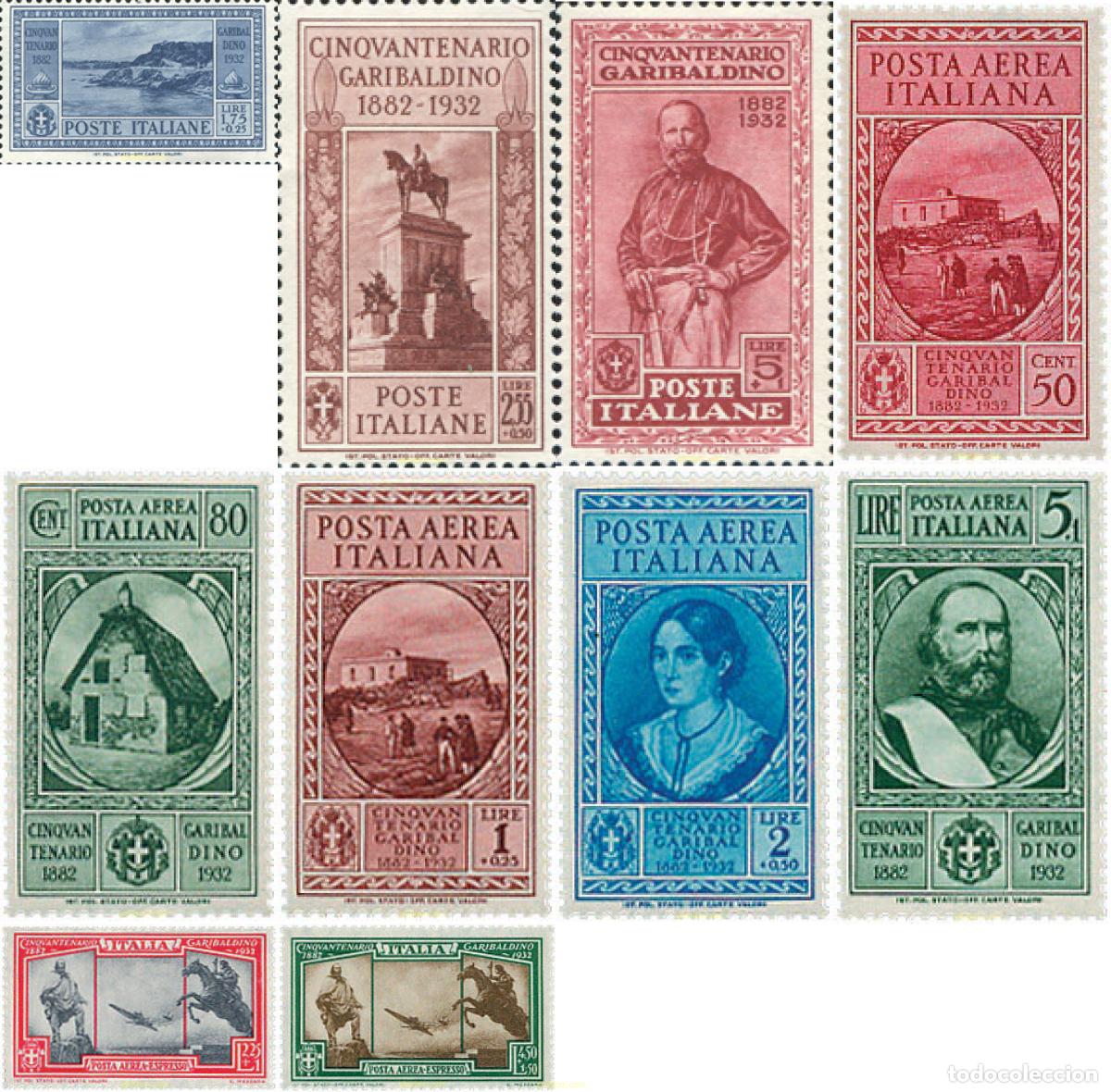 Sellos: 668197 HINGED ITALIA 1932 50 ANIVERSARIO DE LA MUERTE DE GIUSEPPE GARIBALDI