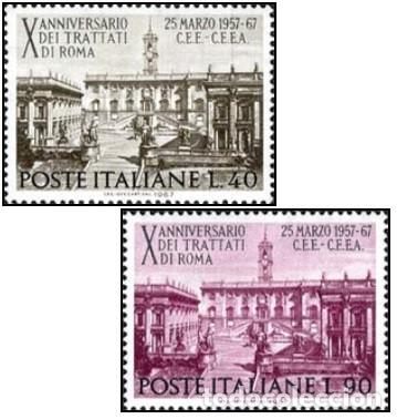 Sellos: ITALIA, 1965 SW1197/98 &rdquo;X Aniversario del Tratado de Roma. &rdquo;./ Nuevo, sin charnela. MNH.