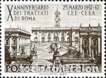 Sellos: ITALIA, 1965 SW1197 &rdquo;X Aniversario del Tratado de Roma. &rdquo;./ Nuevo, sin charnela. MNH.