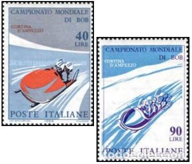 Sellos: ITALIA, 1966 SW1172/73 &rdquo;Campeonato mundial de Bobsleigh&rdquo;./ Nuevo, sin charnela. MNH.