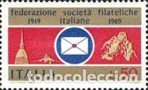 Stamps: ITALIA, 1969 SW1277 &rdquo;Federaci&oacute;n Nacional de Sociedades Filat&eacute;licas&rdquo;./ Nuevo, sin charnela. MNH.