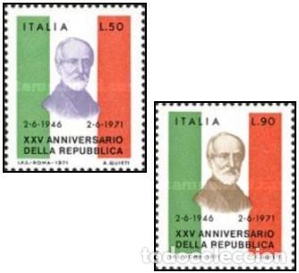 Sellos: ITALIA, 1971 SW1313/14 &rdquo;XXV Aniv. de la Rep&uacute;blica&rdquo;./ Nuevo, sin charnela. MNH.