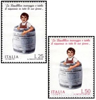 Selos: ITALIA, 1971 SW1323/24 &rdquo;Caja Postal de Ahorro&rdquo;./ Nuevo, sin charnela. MNH.