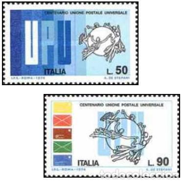 Sellos: ITALIA, 1974 SW1441/42 &rdquo; Uni&oacute;n Postal Universal&rdquo;./ Nuevo, sin charnela. MNH.