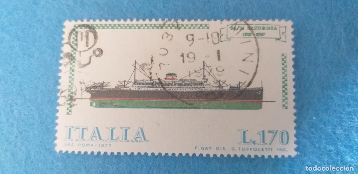 Sellos: Usado. Sello de Italia. A&ntilde;o 1977. Yvert n&ordm; 1313. Barco a vela