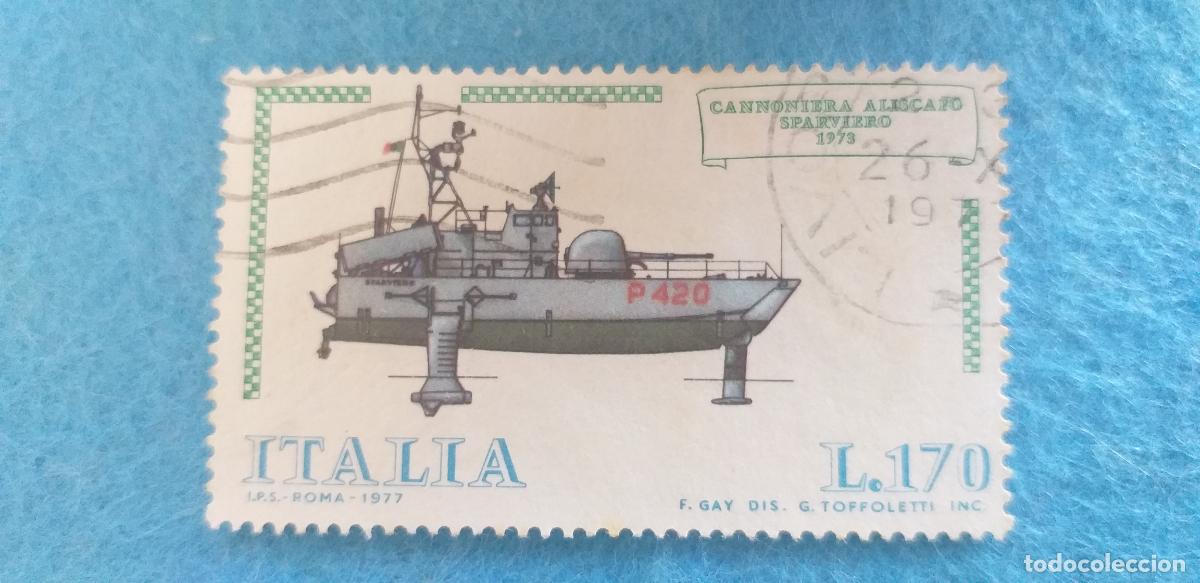 Sellos: Usado. Sello de Italia. YVERT N&ordm; 1314. A&Ntilde;O 1977. BARCOS.