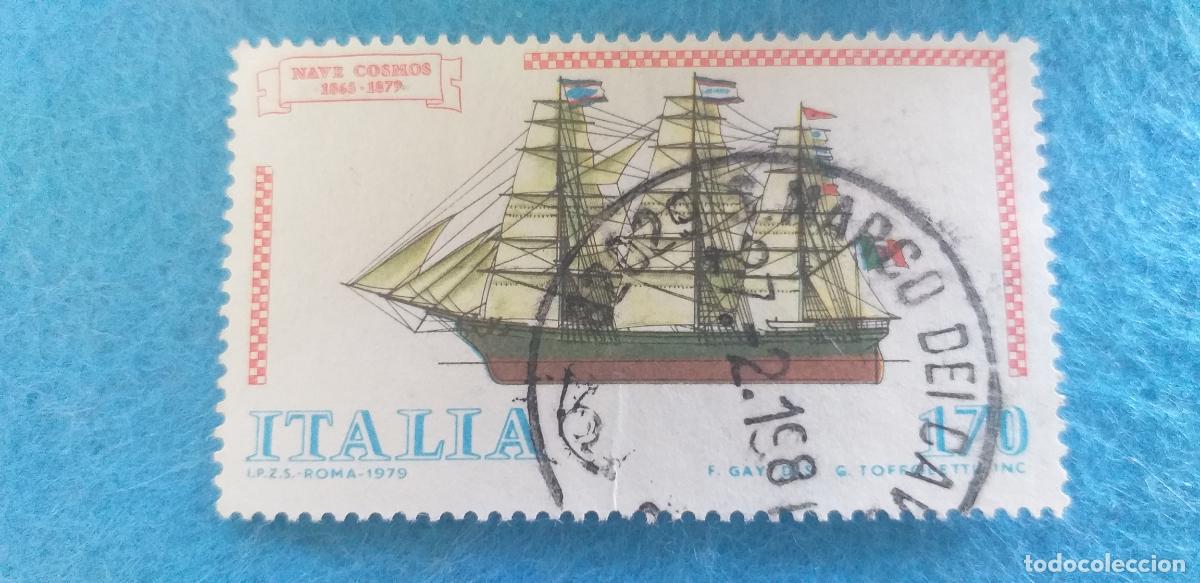 Sellos: Usado. Sello de Italia. YVERT N&ordm; 1407. A&Ntilde;O 1979. BARCOS.