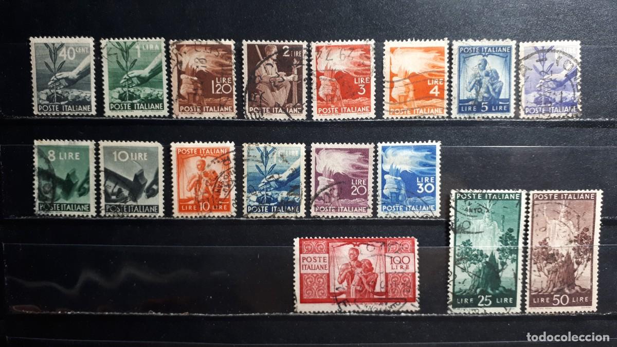 Selos: ITALIA. A&Ntilde;O 1945-8. &deg;. Yvert 484, 488/503