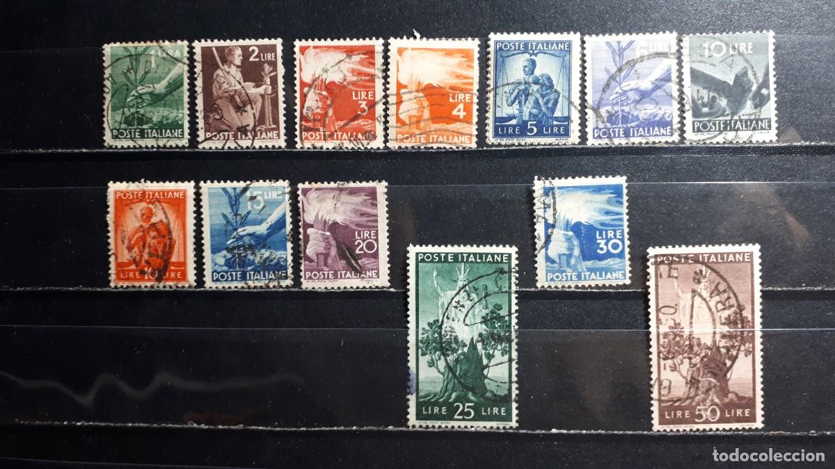 Stamps: ITALIA. A&Ntilde;O 1945-8. &deg;. Yvert 488, 490/4, 496/502