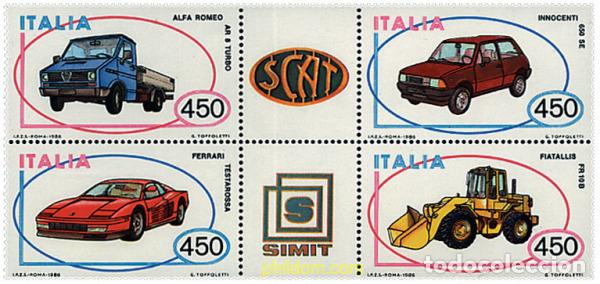 Stamps: 6742 MNH ITALIA 1986 AUTOMOVILES ITALIANOS