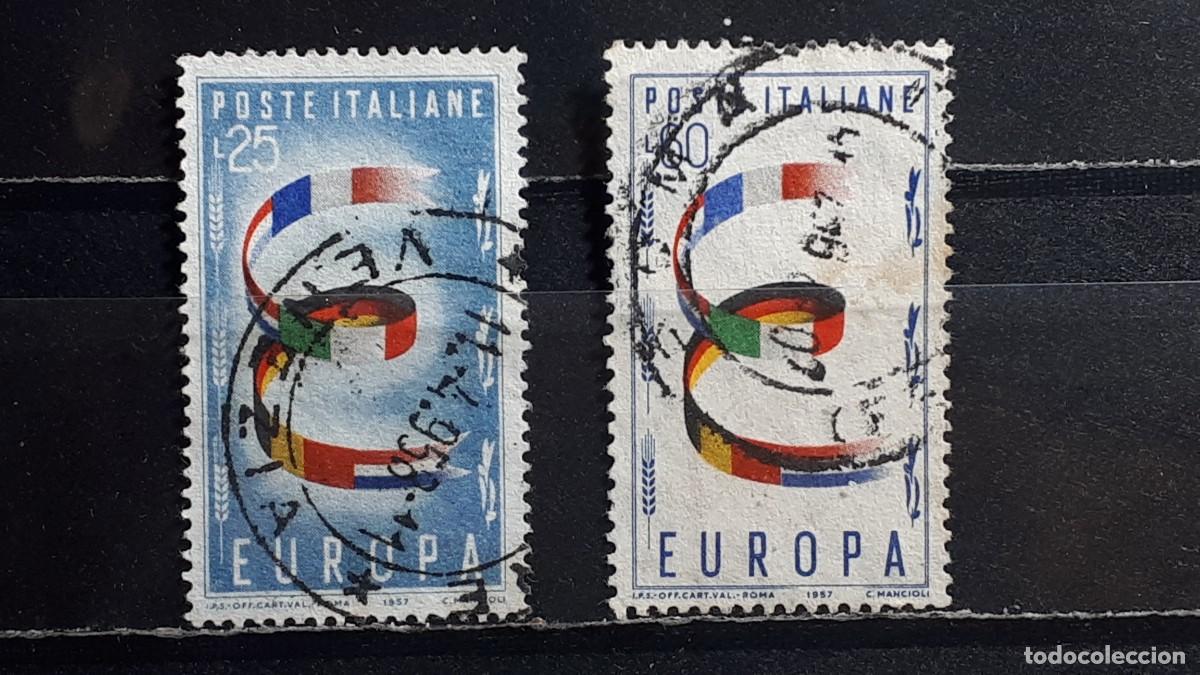 Sellos: ITALIA. A&Ntilde;O 1957. &deg;. Yvert 744/5