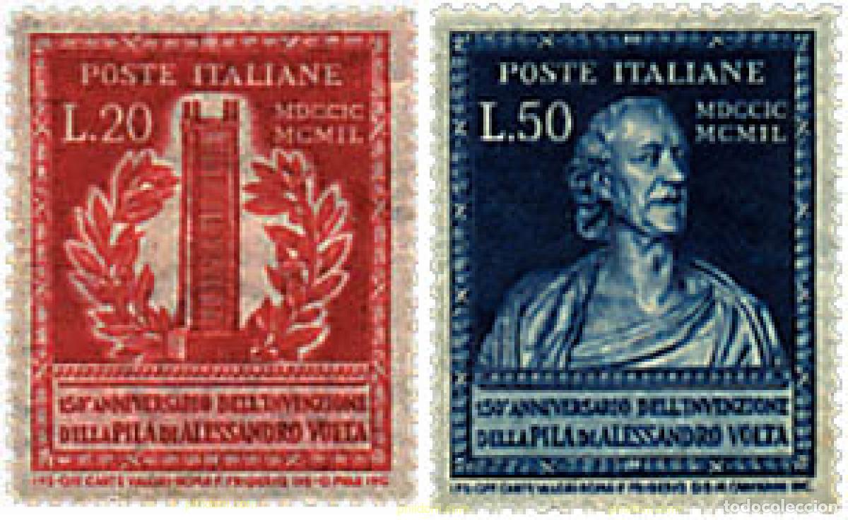Sellos: 55489 MNH ITALIA 1949 150 ANIVERSARIO DE LA INVENCION DE LA PILA