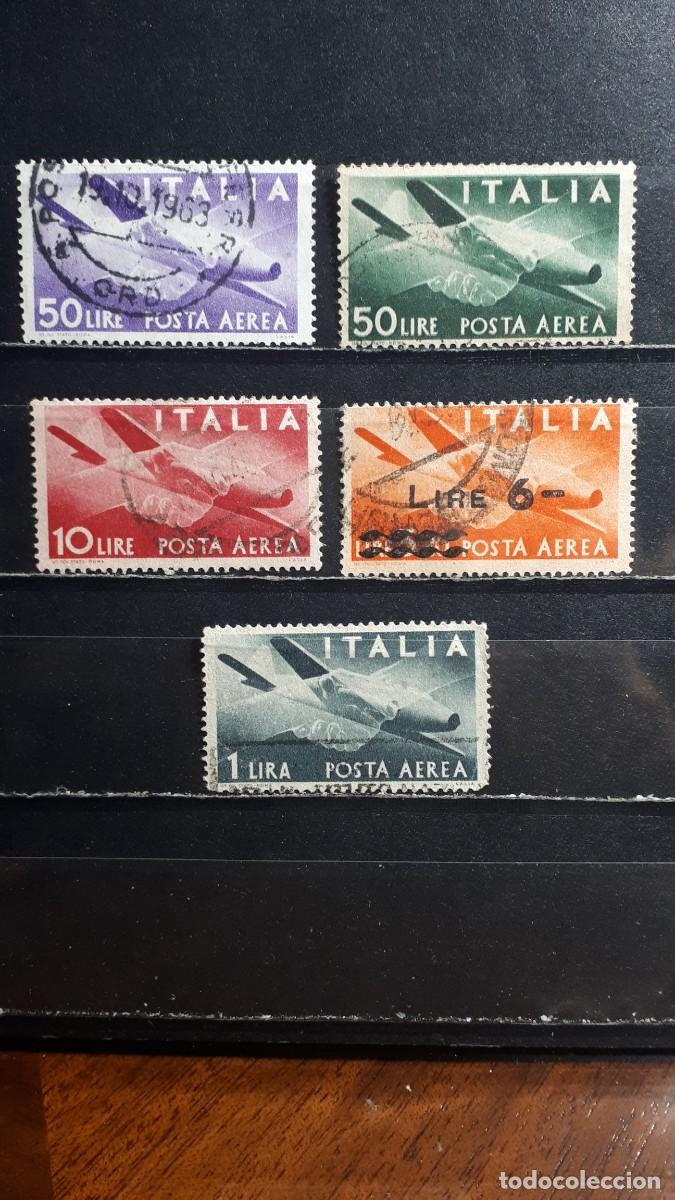 Briefmarken: ITALIA. A&Ntilde;O 1946-7. &deg;. YVERT A&eacute;reo 113, 115, 117, 120, 121