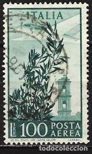 Selos: Italia 1955 - Mi 943 - YT A 136 - Avi&oacute;n y Torre del Campidoglio ( A&eacute;reo )