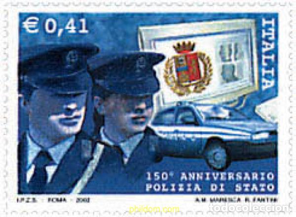 Sellos: 93616 MNH ITALIA 2002 105 ANIVERSARIO DE LA POLICIA ESTATAL
