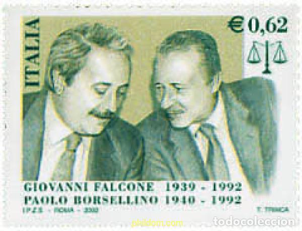 Sellos: 98273 MNH ITALIA 2002 10 ANIVERSARIO DEL ASESINATO DEL JUEZ FALCONE Y PAOLO BORSELLINO
