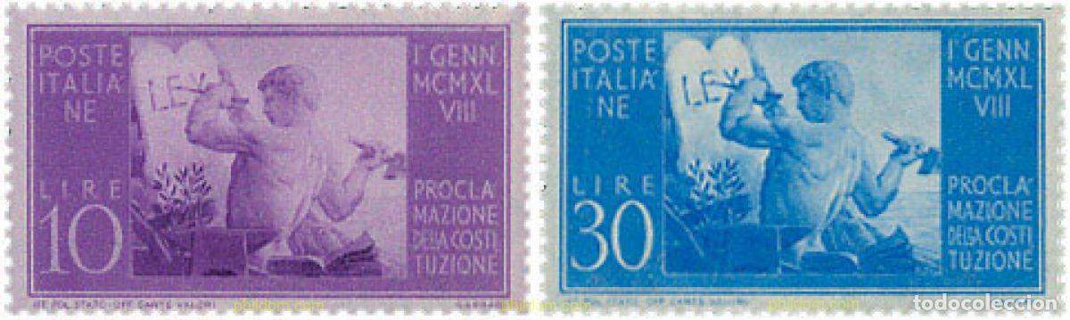 Selos: 330166 HINGED ITALIA 1948 PROCLAMACION DE LA CONSTITUCION