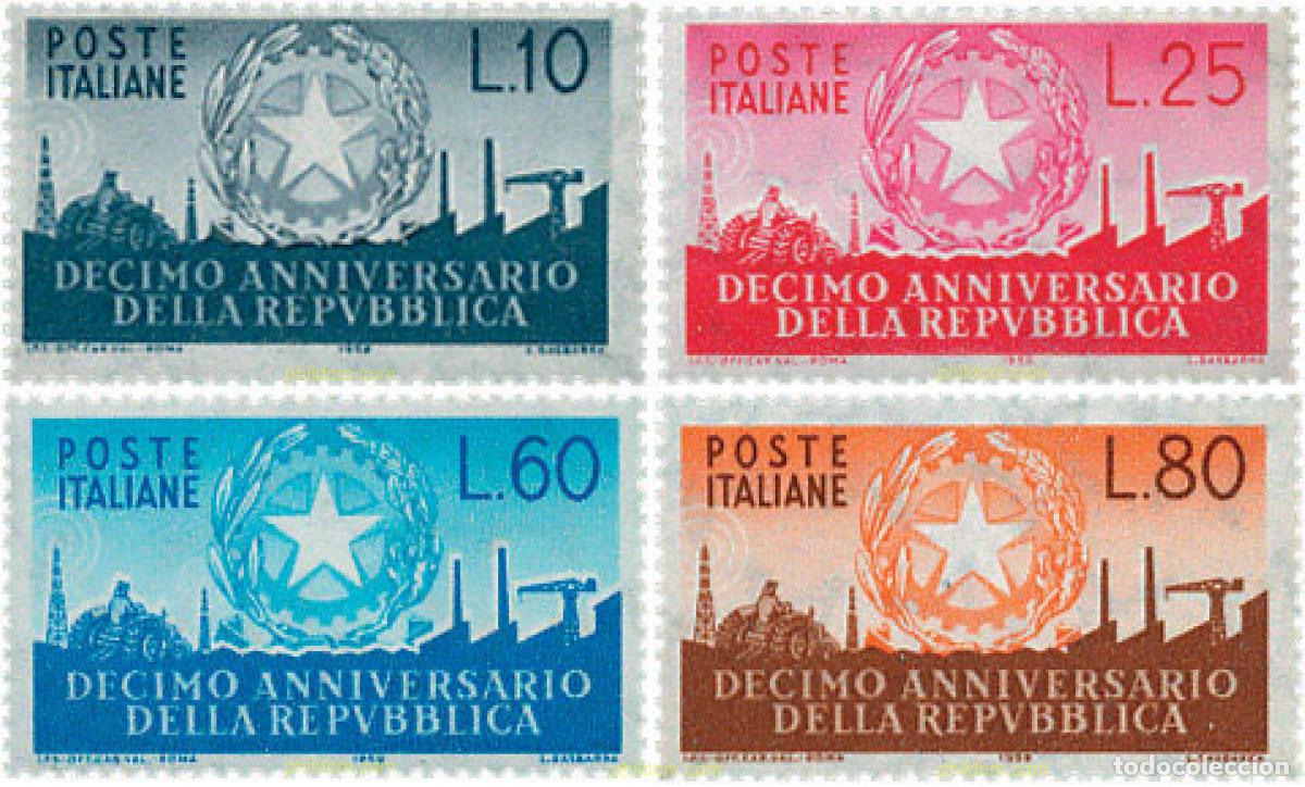Timbres: 124429 MNH ITALIA 1956 10 ANIVERSARIO DE LA REPUBLICA