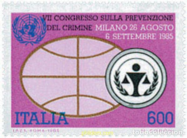 Sellos: 124576 MNH ITALIA 1985 7 CONGRESO MUNDIAL SOBRE LA PREVENCION DE LA CRIMEN